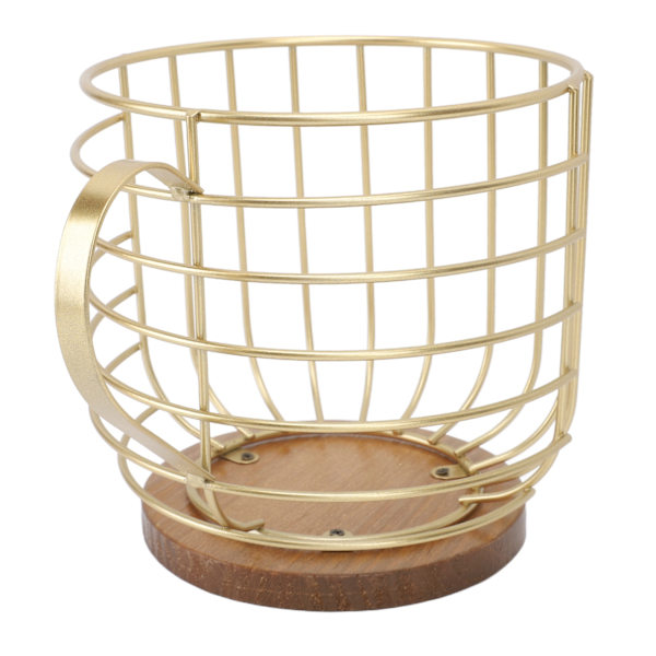 Jern kaffeputeholder stor kapasitet plassbesparende trebase husholdning kaffepute oppbevaringsboks gull med lokk gold with lid