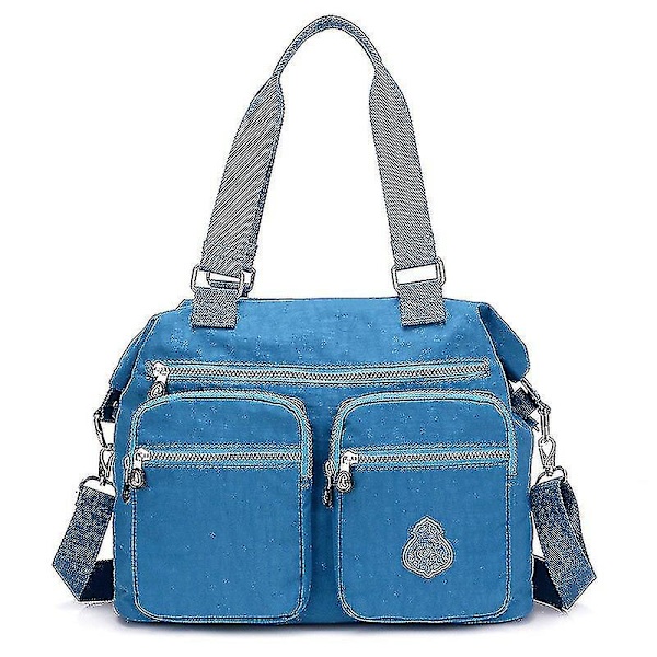 Vattenavvisande nylon axelväska sea blue