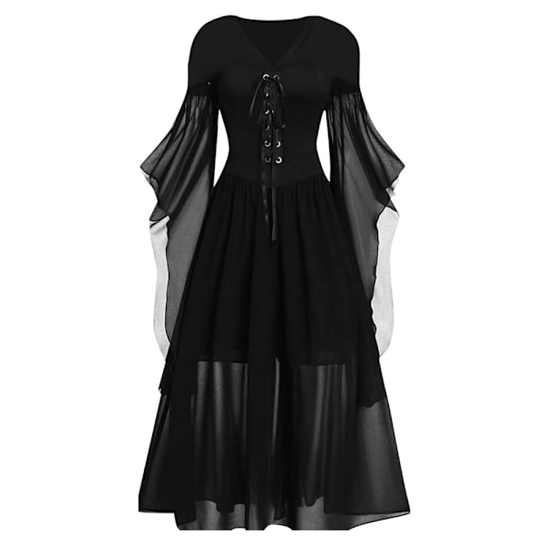 Tiltrækkende Goth Kjole til Kvinder 2024 Retro Cocktail Batwing Halloween Aftendkjole Mode Plus Størrelse Renaissance Middelalder Kjole l