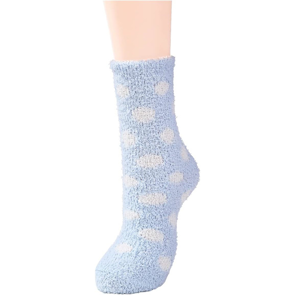 Pehmeät ja lämpimät tossusukat naisille - Superpehmeät mikrokuidut, mukavat nukkumissukat, 6 tai 5 paria 5 Pairs Baby Blue