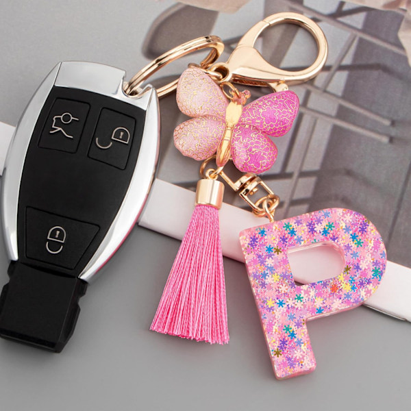 Sööt roosad võtmehoidjad naistele ja tüdrukutele, algustähega võtmehoidjad tutiga, ripatsid võtmetele, rahakotile, käekottidele ja seljakottidele Colorful Pink Butterfly-p