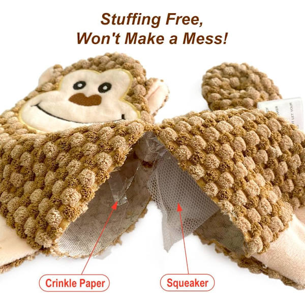 Söt Hundleksak Utan Fyllning för Små och Medelstora Raser, Rolig för Inomhusvalpar med Mjuk Pip och Knyckligt Papper, Inga Stökiga Tugg och Lek (4-pack)
