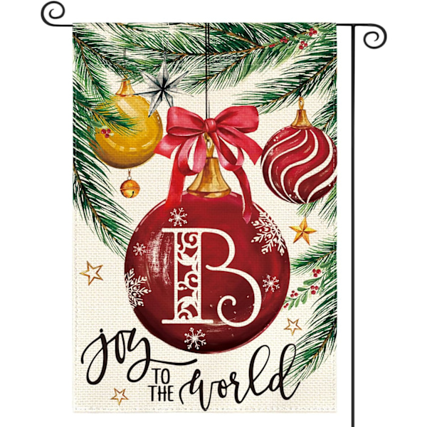 Julemonogram Bogstav B Haveflag Ornament Kugler 12x18 Tommer Dobbeltsidet Ude