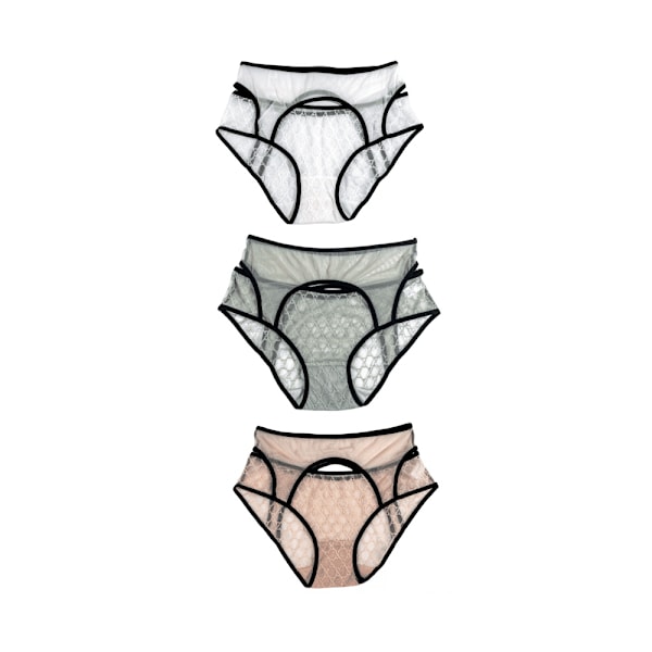 Tre stykker store, komfortable, avslappende, lette, pustende, gjennomsiktige, sexy kvinnetruser. L