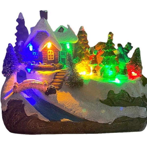Juleby med snødekorasjon LED julescene dekorasjon size 2