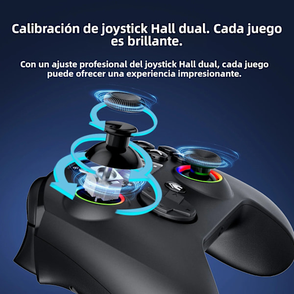 Sort trådløs spilcontroller kompatibel med Switch, Smart Screen, Hall Joystick, RGB, iOS Ready