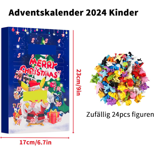 Barnens Adventskalender, Julkalender 2024, Nedräkningskalender med 24 Figurer, Blå