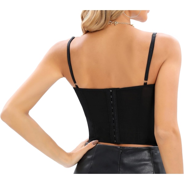 Kvinder Sexet Bustier Korset Top med Fisk Ben Black - Hook Back XL