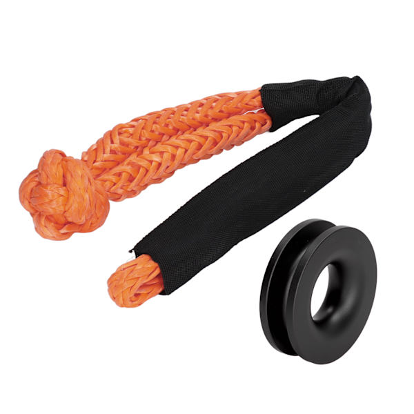 Aluminiumlegering Nylon Recovery Ring Kit med Sort Blød Shackle Spiltov Sæt til Køretøjsredning