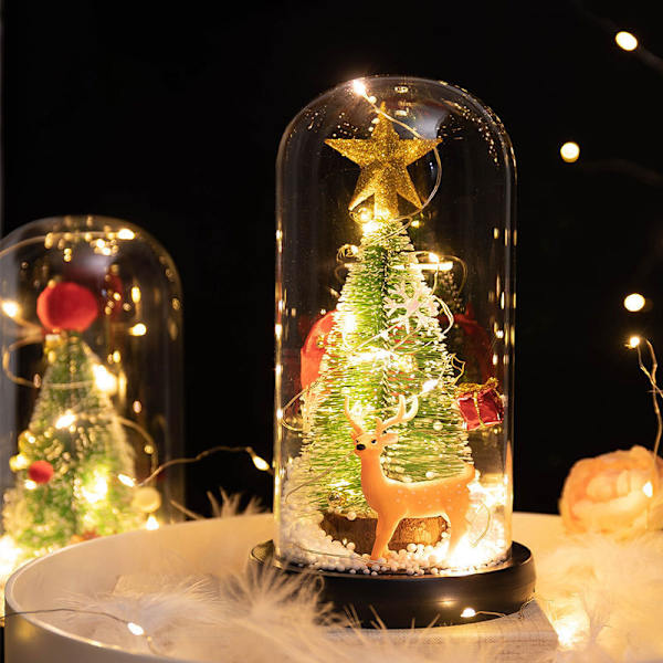 Julgran i glaskupa, med LED-ljus, för juldekoration size 3