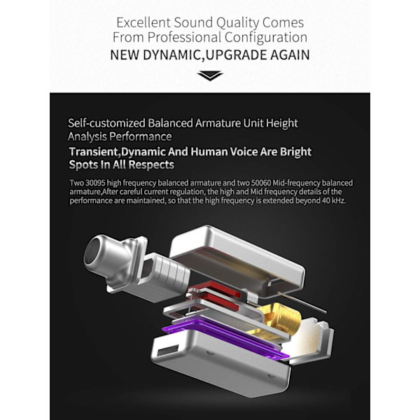 KZ ZS10 Pro 4BA + 1DD Bass Driver -kuulokkeet korvan sisään, HIFI-stereokuulokkeet, hikinpitävät urheilukuulokkeet 2-napainen irrotettava kaapeli mikrofonilla Black With Mic