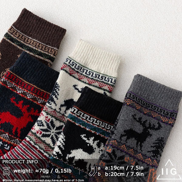 5 Par Dame Vintage Stil Tykke Uld Varme Vinter Strømper A5