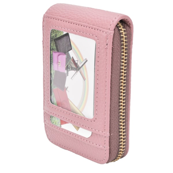 Accordion kortholder glidelås kredittkortholder mini bærbar anti-magnetisk kortholder - rosa pink