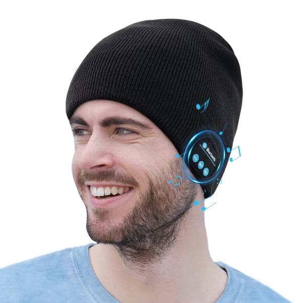 Bluetooth-mössa för män, varm fleecefodrad stickad mössa, Alla hjärtans dag-present, originell vinterpresent