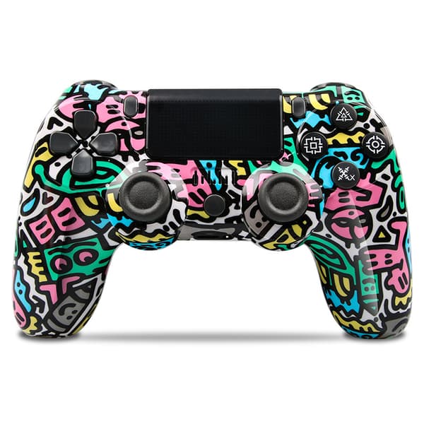 Letters Trådløs Bluetooth-kontroller med PS4/Slim/Pro, dobbel vibrasjon, kompatibel med Windows, PC, iOS, Android