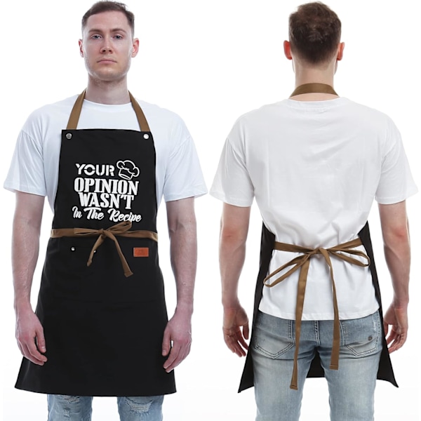 Presenter för pappa, roliga presenter för make, pojkvän, bror, män Unika födelsedagspresenter, presenter för mamma – BBQ-kockförkläde med 3 fickor B