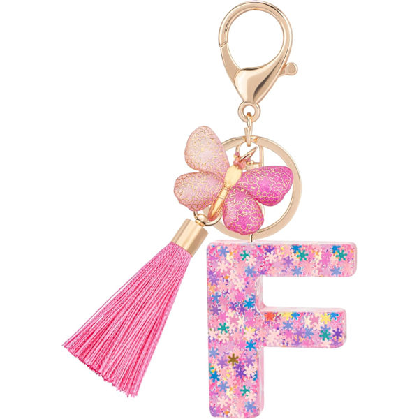 Sööt roosad võtmehoidjad naistele ja tüdrukutele, algustähega võtmehoidjad tutiga, ripatsid võtmetele, rahakotile, käekottidele ja seljakottidele Colorful Pink Butterfly-f