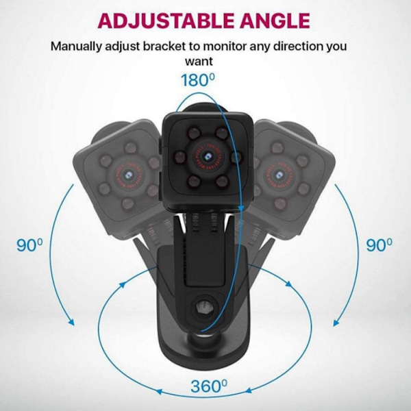 Mini kamera SQ11, 1080p, normal oppløsning, nattvisning, 360° roterende stativ, rød Red