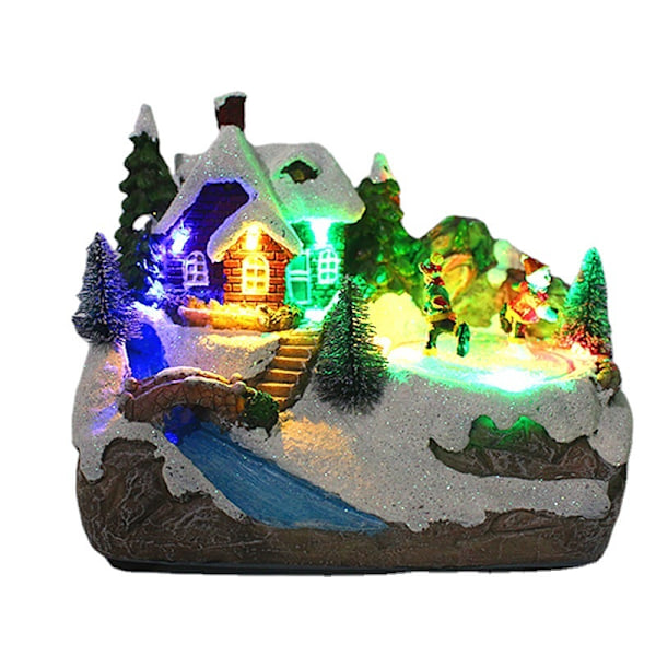 Juleby med snødekorasjon LED julescene dekorasjon size 1