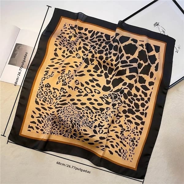 Svart-68cm Svart Leopardtryckt Halsduk Universal Höst Vinter Polyesterfiber Halsduk Varmt Solskydd Huvudduk Nackskydd Sjal