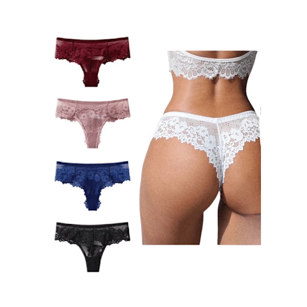 Fem stycken kvinnliga stringtrosor, sexiga och lätt transparenta, bärs utan att framhäva underkläderna, plus size underkläder för kvinnor. M