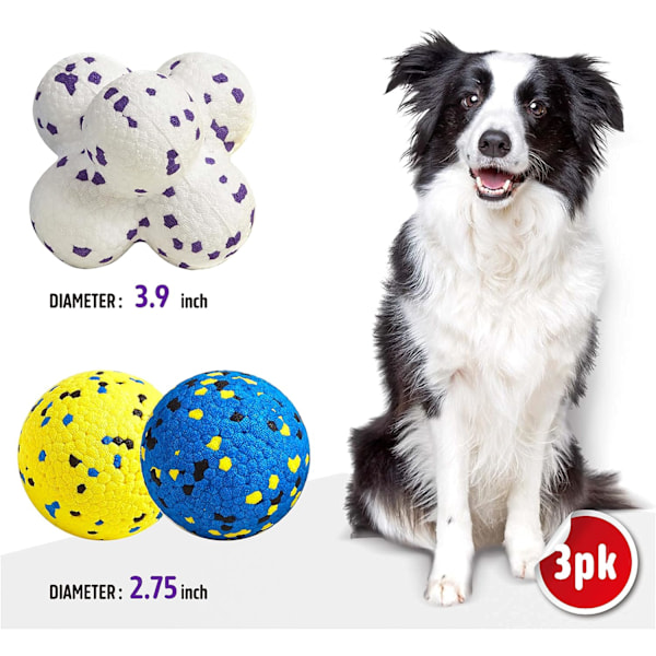 Hunde Bolde Tennisbold Legetøj Hunde Legetøj til Aggressive Tyggere Holdbare Tandpleje Tyggelegetøj Vandlegetøj Hent Bolde til Store Mellemstore Små Hunde og Hvalpe (4 2yeoolw+2blue