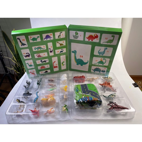 Julklappsräknare Dinosaurie Blind Box: Gör-det-själv-Adventskalender med Tyrannosaurus Rex Dinosaurie Leksakssats! Lås upp den förhistoriska roliga