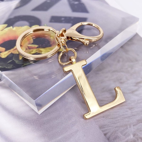 Nøglering med Guld Bogstav A-Z til Kvinder Taske Charms Pung Charms Til Håndtasker Metal Alphabet Initial Letter Nøglering L