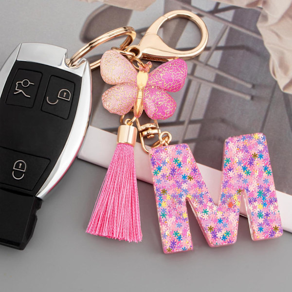 Sööt roosad võtmehoidjad naistele ja tüdrukutele, algustähega võtmehoidjad tutiga, ripatsid võtmetele, rahakotile, käekottidele ja seljakottidele Colorful Pink Butterfly-m