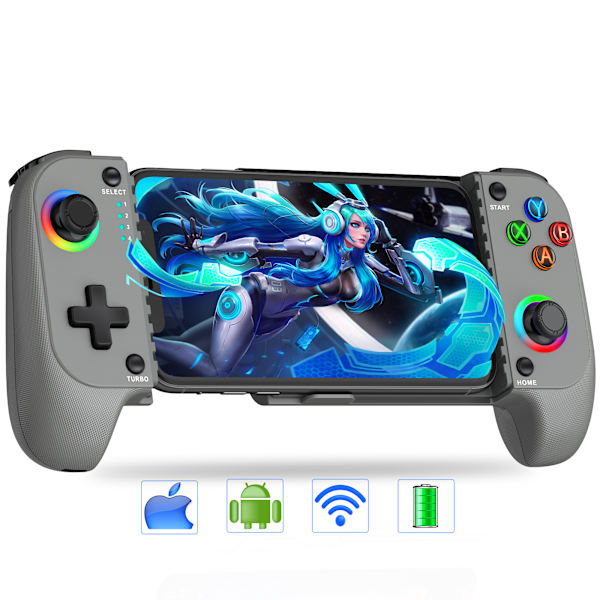 MC100 DinoFire Mobiltelefon Gamepad med Joystick og Bluetooth Controller Kompatibel med iPhone og Android Spilcontroller med Trigger-knap