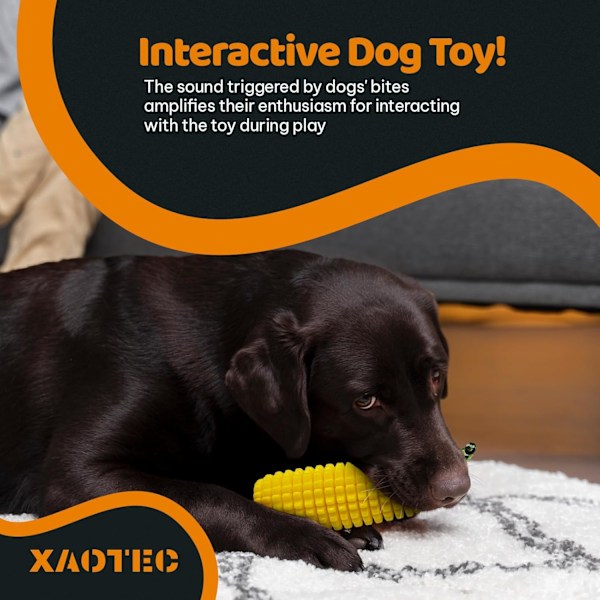 Tough Dog Chew Toys - Piippu- ja ei-piippu-vaihtoehdot, maissi-muotoinen interaktiivinen lelu aggressiivisille pureskelijoille, kestävä kumipurentaleikki koiralle