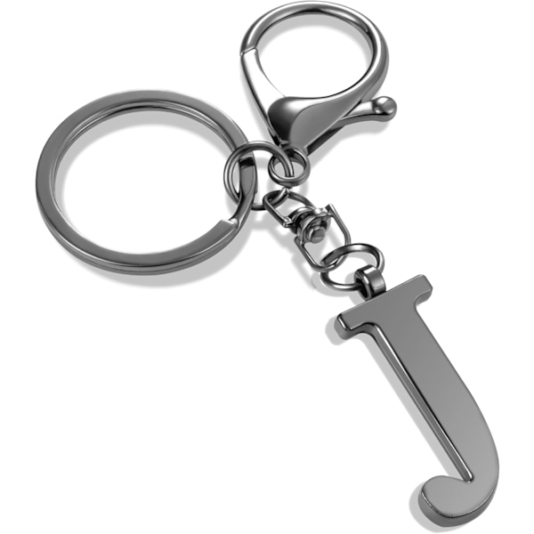 Nyckelring med guldbokstav A-Z för kvinnor, väskacharm, handväskacharm, metallinitialbokstavsnyckelring Black-j