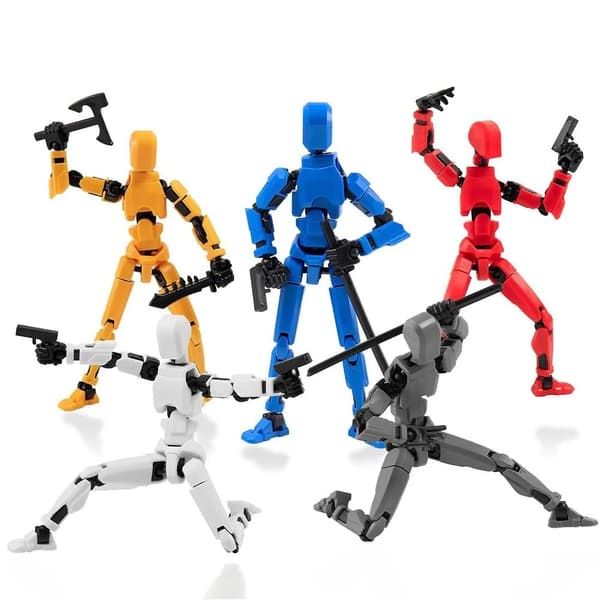 3D-printet Multi-leddet Transformerbar Actionfigur, Sort Artikulerede Model Legetøj til Børnegaver