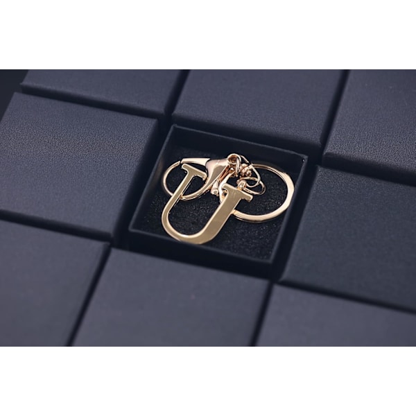 Nøglering med Guld Bogstav A-Z til Kvinder Taske Charms Pung Charms Til Håndtasker Metal Alphabet Initial Letter Nøglering U