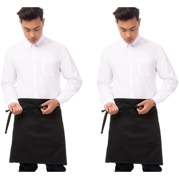 Unisex Halv Bistro Server Forklæde Black, 2 Pack