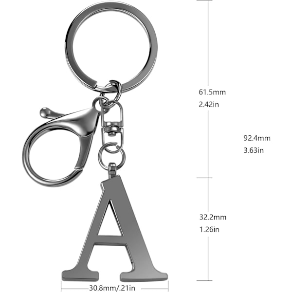 Nyckelring med guldbokstav A-Z för kvinnor, väskacharm, handväskacharm, metallinitialbokstavsnyckelring Black-a