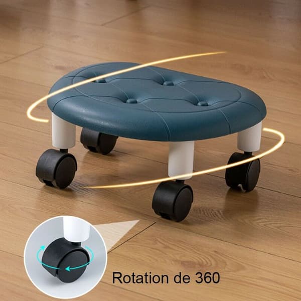 Pyöreä työjakkara säädettävillä pyörillä ja 360° pyörityksellä - Sininen