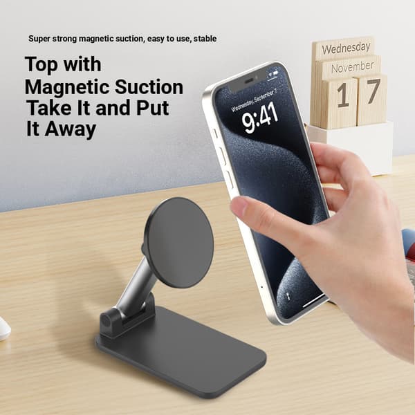 Hvidt magnetisk metal tablet stativ, foldbart, bærbart, multifunktionelt, mobiltelefonholder, engros gave, bordstativ White