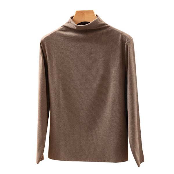Must-have høst- og vintertopper i koreansk stil: Høy hals, elastisk, dobbeltsidig kortermet strikk for koselige vintre i 3 størrelser! Mocha L