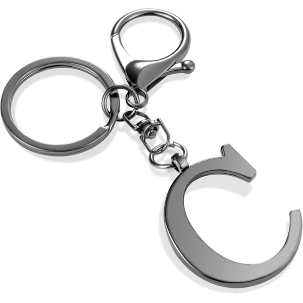 Nyckelring med guldbokstav A-Z för kvinnor, väskacharm, handväskacharm, metallinitialbokstavsnyckelring Black-c