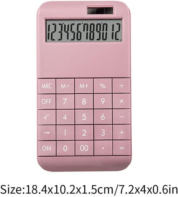 Kalkulator Skrivebordskalkulator med 12-bits LCD-skjerm Egnet for hjemmekontorbruk Rosa