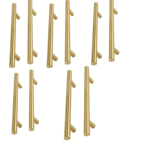 10 stk. guld møbelgreb sæt messing møbelgreb guldgreb - LS201GD160 børstet messing guld køkkenskabsgreb rustfrit stål, center