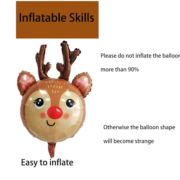 Reinsdyrballonger Juleballonger Reinsdyrhode Folieballonger til Juletemafest Bursdagsfestforsyninger Dekorasjoner-3stk
