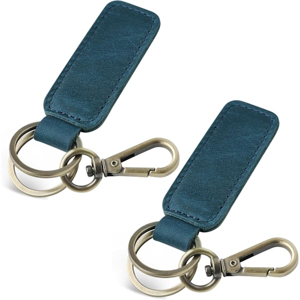Ægte Læder Bil Nøglering, Universal Nøgleholder, Læder Nøglering til Mænd og Kvinder, JC306 Blue*2