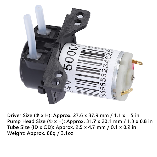 Højre vinkel selvpumpende minipumpe peristaltisk pumpe med silikoneslange til eksperiment (24V) sort