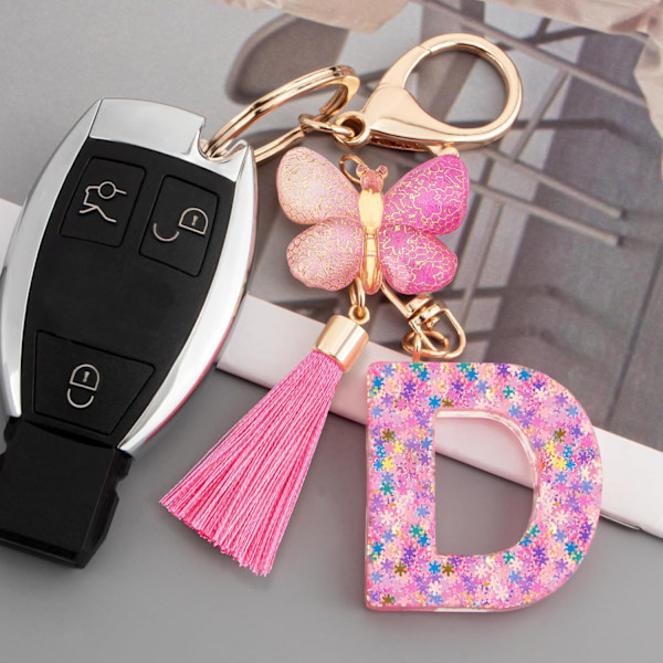 Sööt roosad võtmehoidjad naistele ja tüdrukutele, algustähega võtmehoidjad tutiga, ripatsid võtmetele, rahakotile, käekottidele ja seljakottidele Colorful Pink Butterfly-d