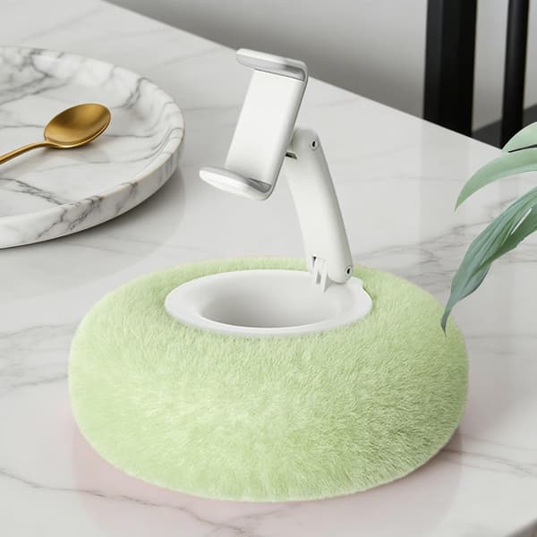 Grønt sammenleggbart nettbrett- og telefonstativ, 360° justerbart, med pute for støtte, for seng, sofa, lesing og kontor