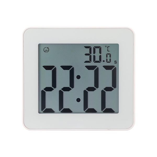 Vattentät & Anti-dimma Vit LED Elektronisk Väckarklocka - Smart, Kompakt (10*9.2*3.4cm), Perfekt för Badrum och Dagligt Bruk!