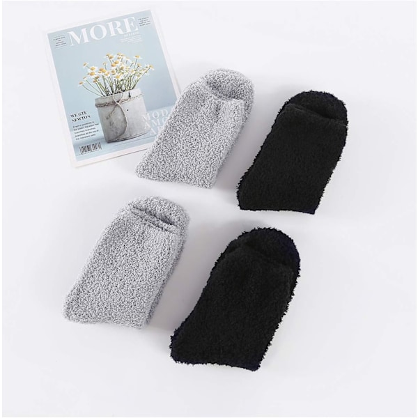 Mysiga Varma Toffelstrumpor Kvinnor Super Mjuka Mikrofiber Bekväma Sovstrumpor 6 eller 5 Par A6