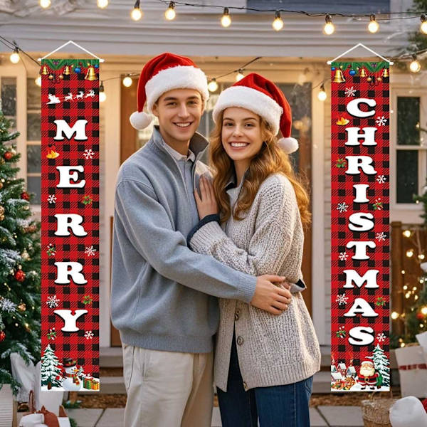 Juldekorationer God Jul Banner Utomhus Inomhus, Hängande God Jul Dekorationer för Hemmet, Inomhus Utomhus Juldekoration Vägg Framdörr